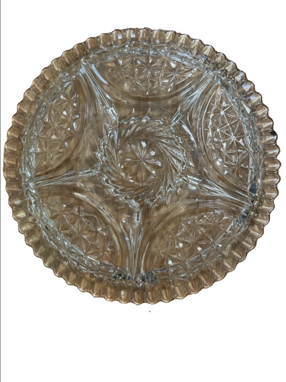 Vintage Pressed Glass 12” Starburst Divided Relish Tray